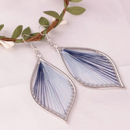 Boho Chic Handmade Blue Leaf String Earrings