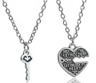 Couples Heart & Key Necklace Set “Only the Keyholder can unlock my heart”