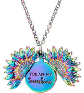 Multicolor Sunflower Necklace with hidden “You are my Sunshine” message