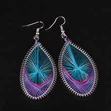 Load image into Gallery viewer, Boho Chic Handmade Blue Oval String Earrings
