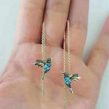 Load image into Gallery viewer, Hummingbird Blue Cubic Zirconia Thread Earrings
