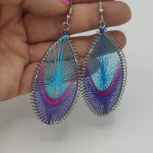 Load image into Gallery viewer, Boho Chic Handmade Blue Oval String Earrings
