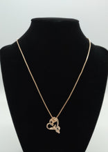 Load image into Gallery viewer, Rose Gold Flower with Cubic Zirconia Heart Necklace
