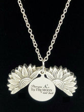 Load image into Gallery viewer, Stainless Steel Sunflower Necklace with hidden “I Love You to the Moon and Back” message
