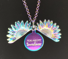 Load image into Gallery viewer, Multicolor Sunflower Necklace with hidden “You are my Sunshine” message
